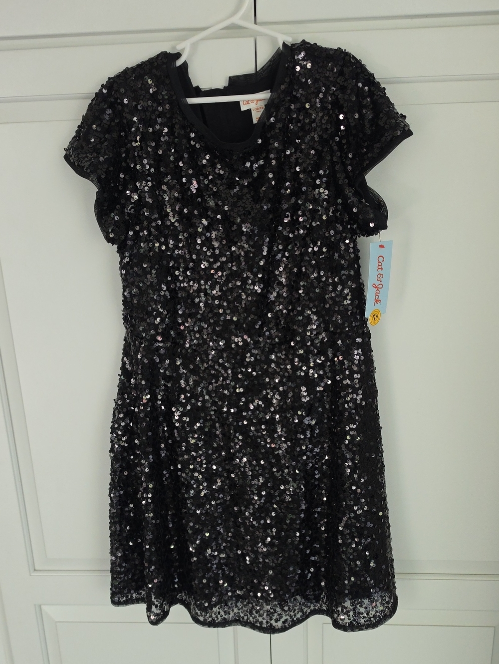 Cat & Jack Black Sequin Short Sleeve Party Dress